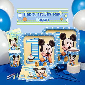 Mickey Mouse Blue Birthday Party Theme Kids Children Cartoon Set Supplies  Baby 2