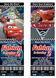 Cars 2 Birthday Party Personalized Ticket Invitations