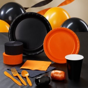 black and orange Hunger Games partyware