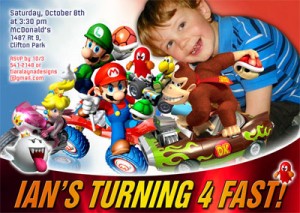 mario kart custom invitations